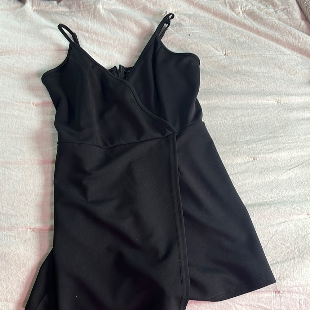Black skort romper with zipper